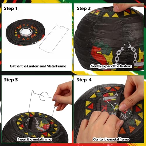Image of Panelee 12 Pcs Black History Month Party Decorations Paper Lanterns 8 Inches Round Hanging Paper Decorations for Party Office Classroom Supplies Indoor Outdoor