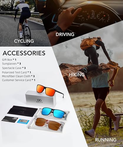 Image of Polarized Sunglasses for Men Rectangular Frame Men's Polarized Sunglasses Sports Sunglasses with UV400 Protection