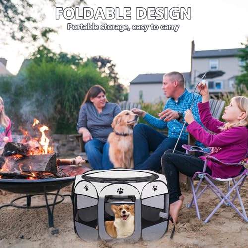 Vmxlso Welpenauslauf Faltbar, 73 x 73 x 43 cm welpenauslauf für Drinnen, Laufstall Hund Pop-Up, Hundelaufstall für Wohnung, Hundeauslauf für Innen Hasen Katzen, Indoor Outdoor Reisen Camping