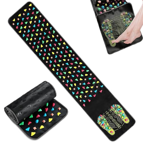 LUFEIS Foot Massage Mat, Acupressure Mat, Reflexology Mat, Foot Massage Acupoint Mat, Imitation Cobblestone Acupuncture Mat for Relieves Body Foot Leg Pain and Fatigue (175 x 35cm)