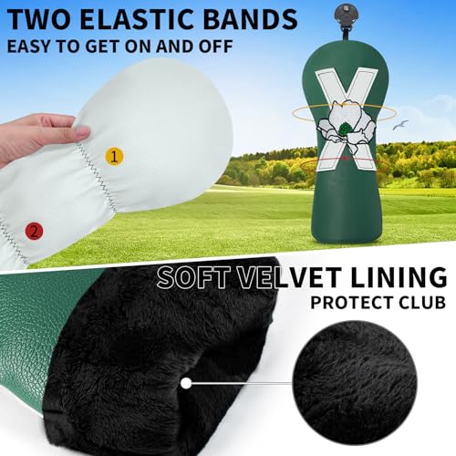 Golf Headcovers Golf Club Head Covers Advanced Embroidery Cherry Blossom Leather Driver Fairway(FW) Wood Hybrid(UT) with Number Tags Protects Against Scratches and Damage - image 3