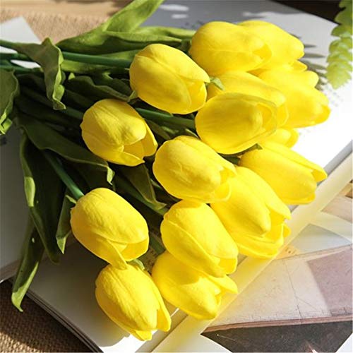 Image of WAQIA HOUSE 30 Pcs Artificial Tulip Flowers Real Touch Tulips Fake PU Tulip Flower Bouquet for Home Wedding Party Office Decor