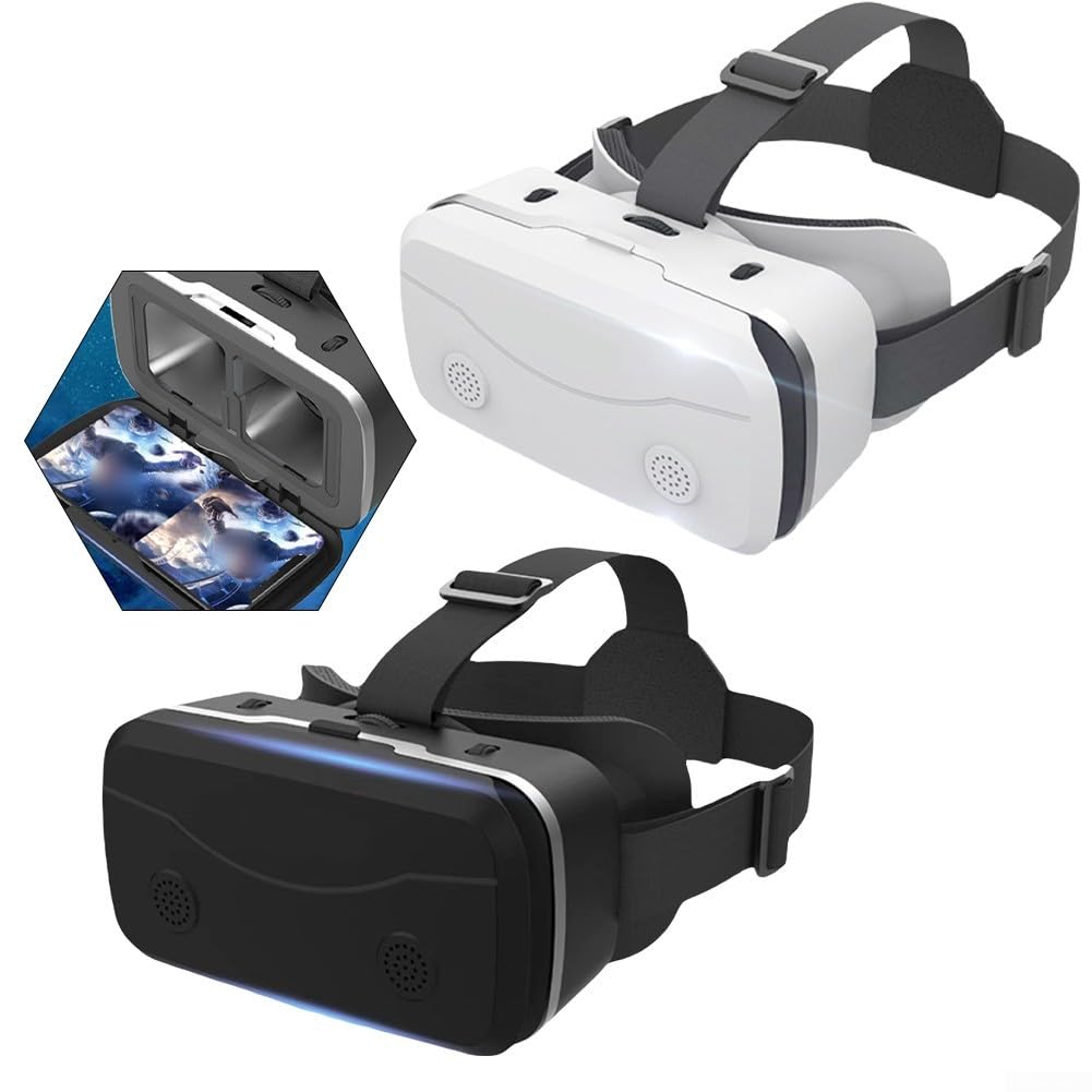 Cuffie VR per telefono con controller, lenti HD anti-luce blu, occhiali per realtà virtuale, esperienza cinematografica 3D immersiva (nero)