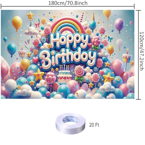 Fondo para cumpleaños colorido 70.8 x 47.2 pulgadas miniatura 2