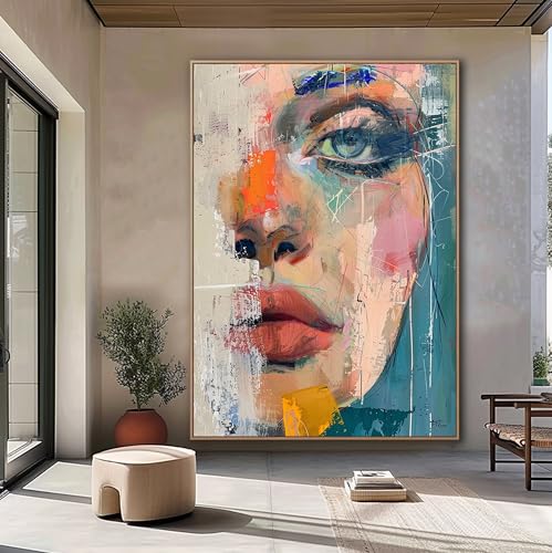 Toile abstraite visage de femme 30x40 : l'art mural idéal pour salon sans éclat