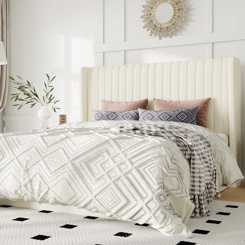 Image of Allewie Queen Size Lift Up Storage Bed Frame Channel Tufted Headboard Cream