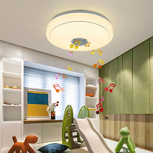Preisvergleich Produktbild OUKANING Deckenleuchte LED Acryl Dimmbar RGBW Farbwechsel Licht, Bluetooth Lautsprecher Musik Deckenlampe, für Kinderzimmer, Schlafzimmer, Wohnzimmer