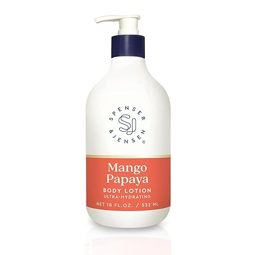 Spenser & Jensen Loción corporal hidratante diaria con mango hidratante y papaya, suave para todo tipo de piel, loción corporal para mujeres y