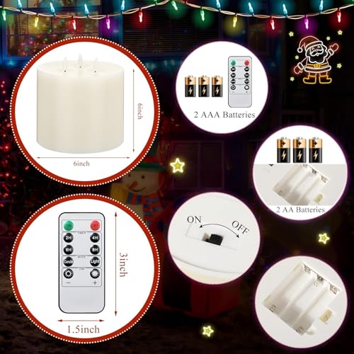 Image of Retisee 1 Pack Ivory Extra Large Flameless Candles 6 inchx6 inch Remote Control