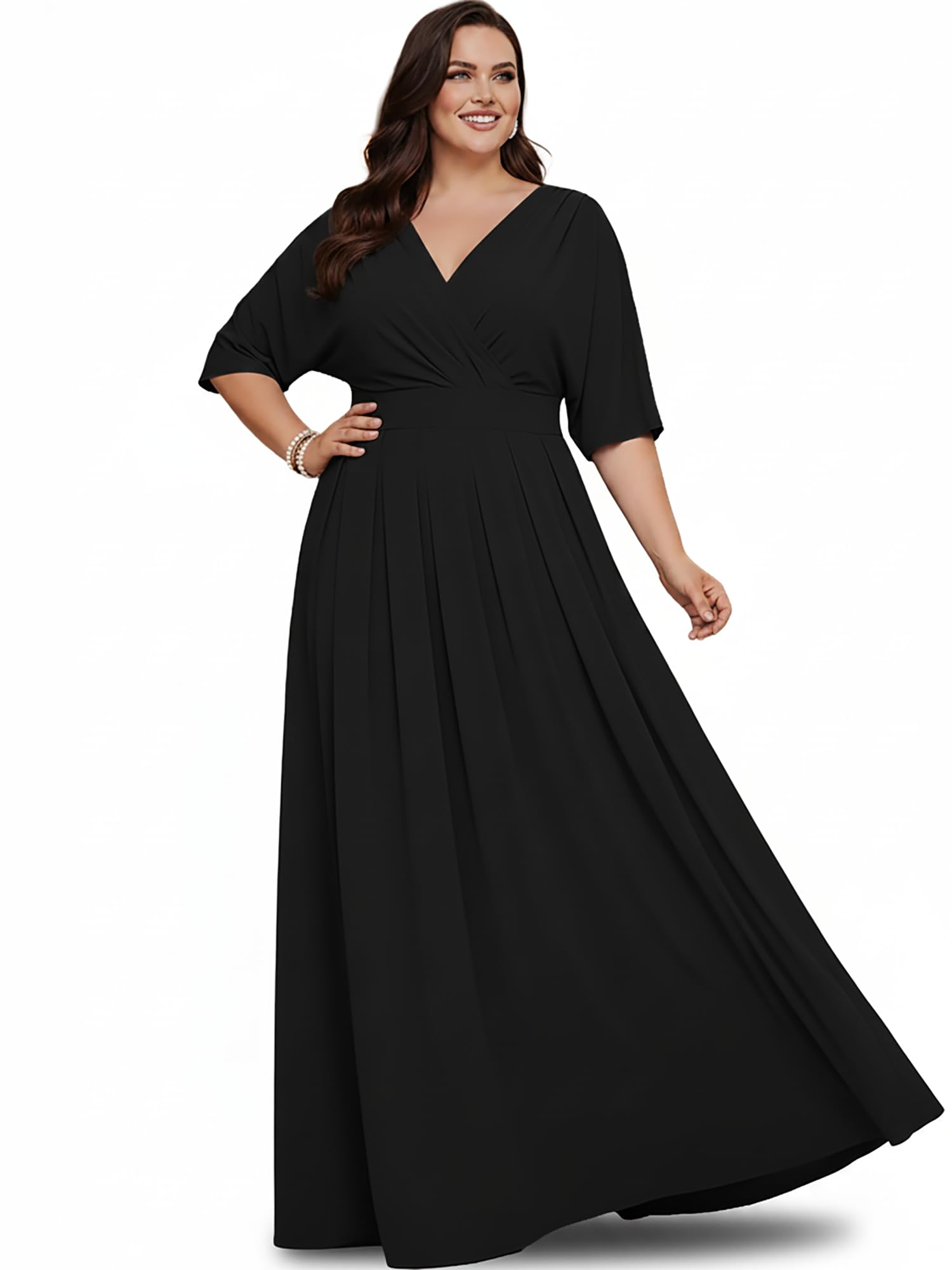 KOH KOH Womens Long Pleated Flowy Modest Evening Wedding Guest Maxi Dress