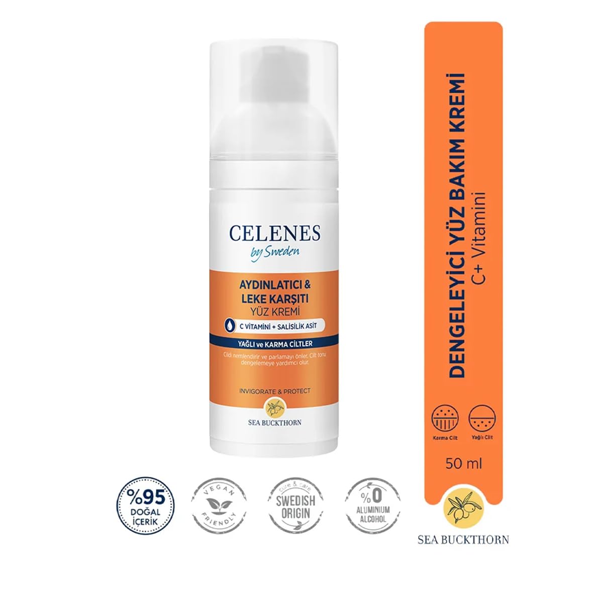 Celenes By Sweden Sea Buckthorn Dengeleyici Yüz Bakım Kremi Yağlı/Karma Ciltler 50 ml