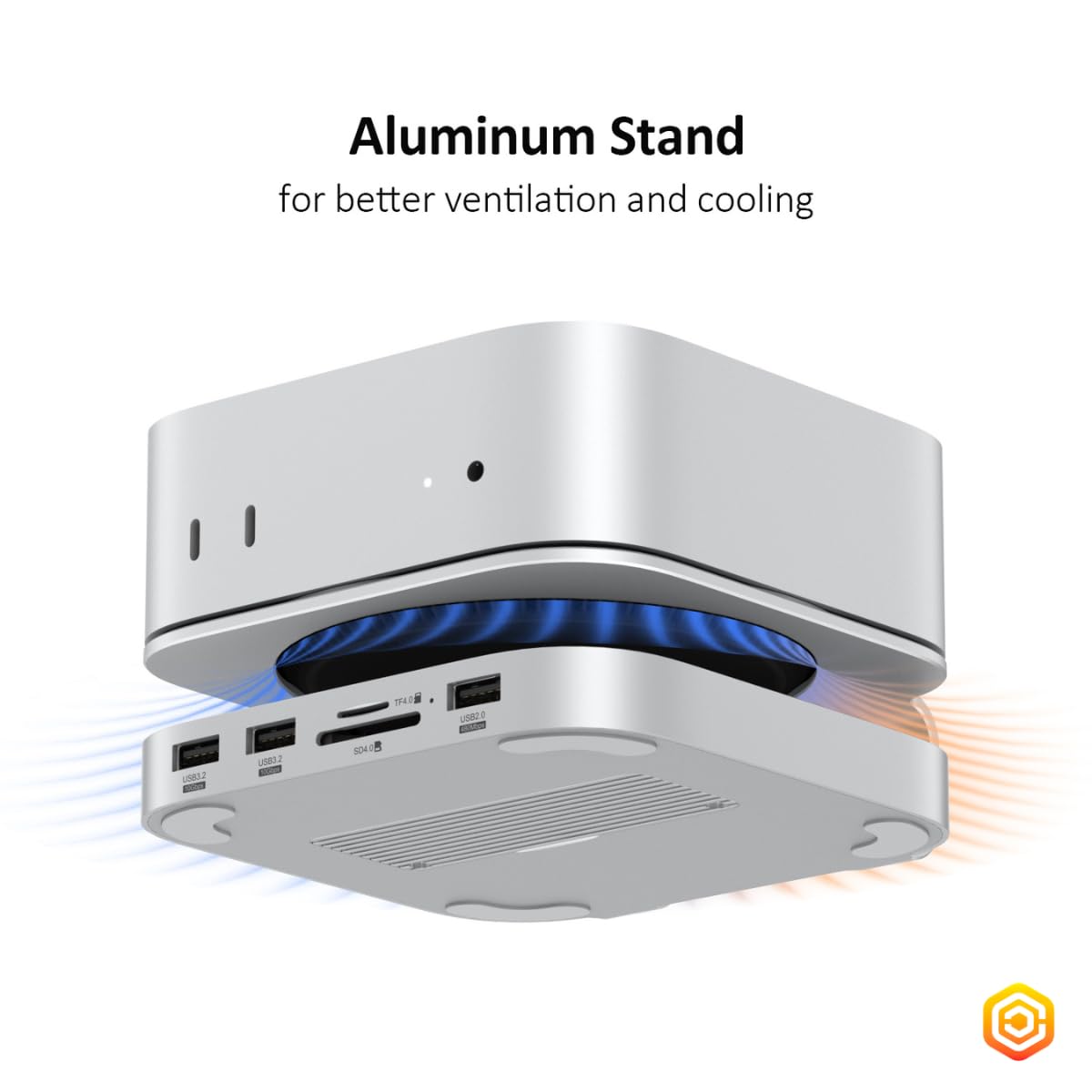Casecentive Mac Mini M4 Dock mit Dual-HDMI (4K@60Hz) für Dual-Monitor-Setups, 10Gbps USB-Ports, 8TB M.2 NVMe SSD-Slot, SD/TF UHS-II Kartenleser & Aluminium-Kühlstand – Kompatibel mit Mac Mini M4/M4 Pr