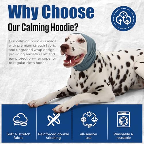 Image of Dog Calming Hoodie Quiet Head Cover Sleeves Anxiety Relief /Noise Protection - Grooming - Thunder - Fireworks