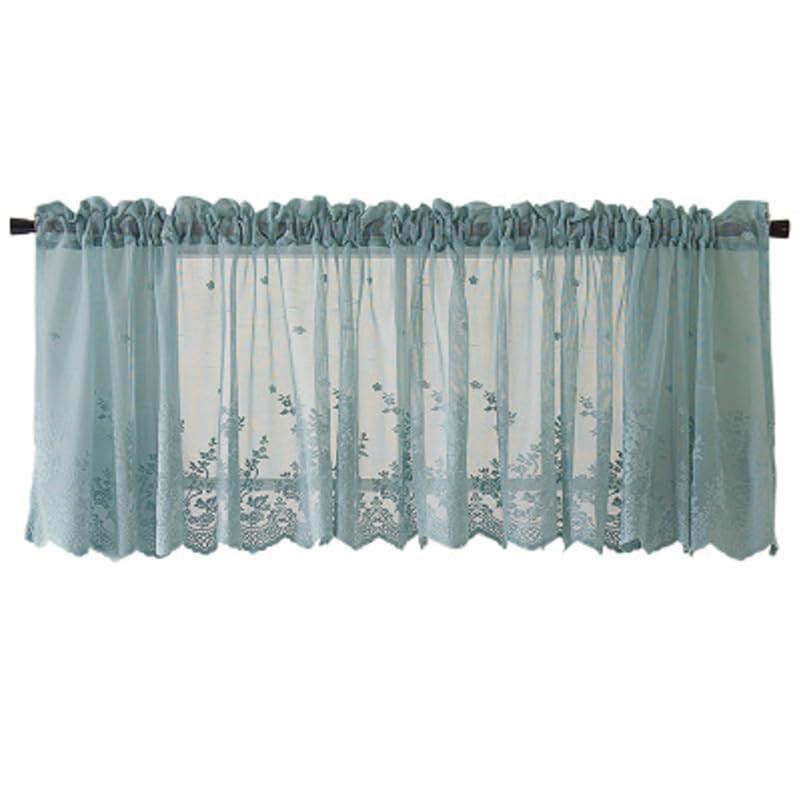 HOMSFOU Lace Curtains Short Half Window Curtain 54X24 Inch Sheer Floral Embroidered Design Light Transmission for Kitchen Balcony Home