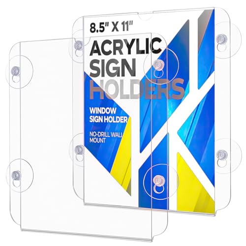 Cadre acrylique transparent haut de gamme 21,6x27,9 cm Kingrol avec ventouses murales