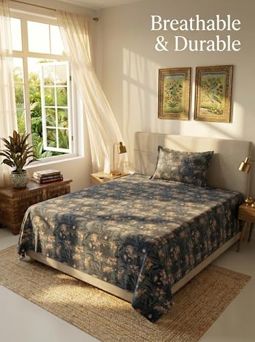 Image of Mafatlal 130 GSM Pearl Single Size Bedsheet with Pillow Cover | Smooth Texture, Skin Friendly, Easy Wash | 60 x 90 Inches | Raven Black