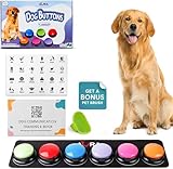 A-URA Dog Buttons for Communication with Non-Slip Mat, HD Sound 30s Recordable Dog Talking Button Set with Training Guide eBook and 24 Stickers, Pet Talking Buttons for Dog Speaking (6pc)