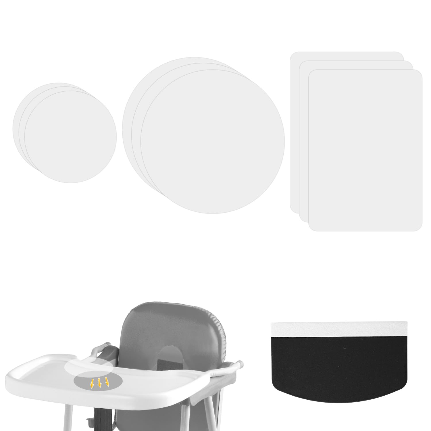 9pcs Transparent Suction Stickers for Stokke Tripp Trapp Tray, Round & Rectangle Strong Suction Fixer Adhesive Tray Sticke...