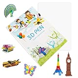 3D-Druck-Zeichenbuch Wiederverwendbare 3D-Stift Vorlagen 20 Blatt mit 40 farbigen Mustern, Dicke Zeichenschablonen mit transparenter PVC-Kopiertafel, DIY Kreativ Geschenk