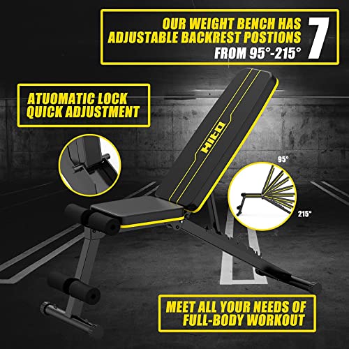 Hitosport Weight Bench, Adjustable Weight Bench, Strength Training Benches For Full Body Workout & Home Gym With Resistance Bands #TOP3