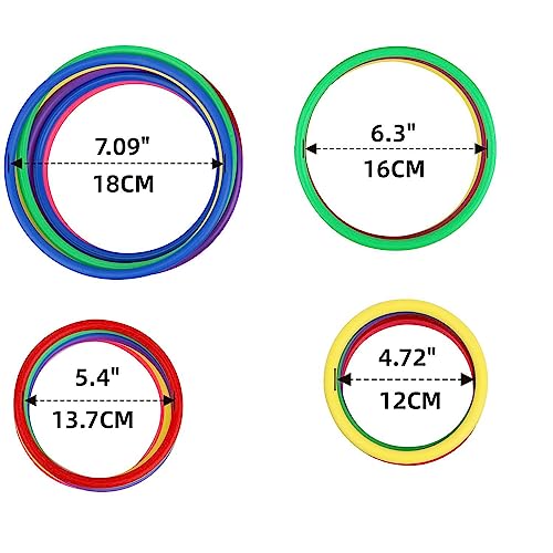 OOTSR 24 stücke Kunststoff Toss Ringe Set für Ring Toss Spiel, Drinnen draußen Kinder Target Übungsspiele, Party Favor Spiele, Karneval, Garten, Hinterhof, Game Booth (Großes Format)