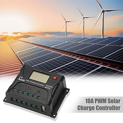 yeacher 10A PWM Controlador de carga solar 12V/ 24V Auto-adaptável inferior a 55V Regulador de paine