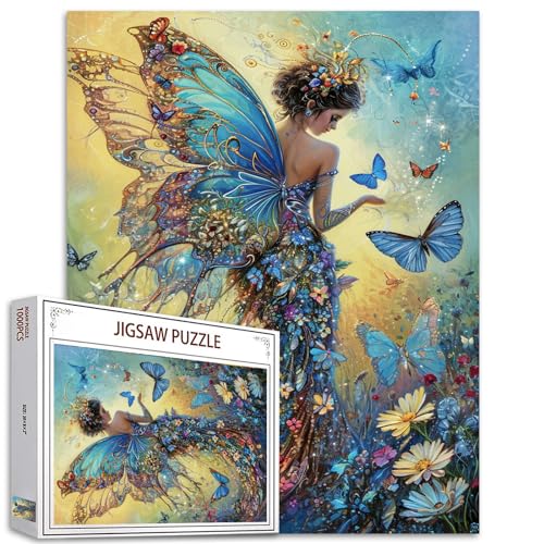 Tucocoo Magnifique Puzzle d'Art Pixie pour Adultes, 1000 Pièces, Papillon Bleu, Elves, 50,8 x 68,9...