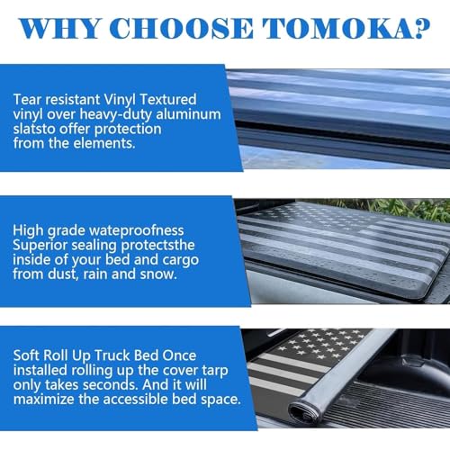 Image of American Flag Soft Roll Up Truck Bed Tonneau Cover fits 2019-2026 Ford Ranger Styleside /Fleetside Truck Cargo (Short Bed) | 5ft Bed