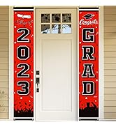2023 Graduation Party Decorations Porch Sign Banner Red Large Congrats Grad Party Supplies Decora...