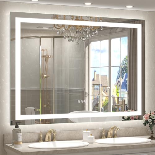 CHARMOR 55x40 inch Large LED Mirror for Bathroom, Lighted Vanity Mirror for Wall, Dimmable,...