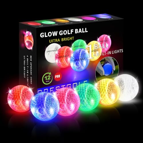 Crestgolf - Crestgolf Balle de Golf Lumineuse Clignotante, Balle de Golf éclairante Nocturne pour Longue Distance, Six Couleurs pour Votre Choix,6pcs