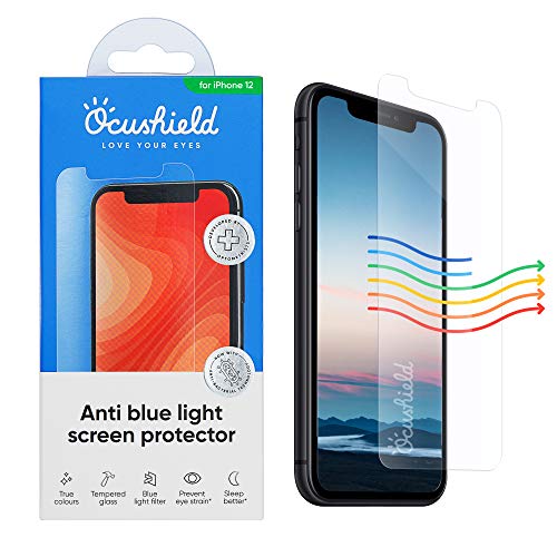 Image of Ocushield Anti Blue Light Tempered Glass Screen Protector for iPhone 12 | iPhone 12 Pro 6.1 inch - Protect Your Eyes, Reduce Migraines & Improve Sleep