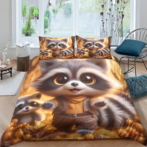 Parure de lit raton laveur en microfibre douce pour lit simple - 2