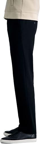 Miniatura 2 de Haggar - Pantalón casual de frente plana de ajuste recto sin plancha color caqui de alta calidad para hombre