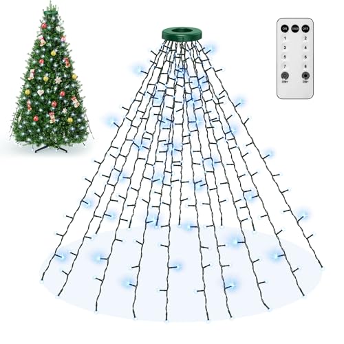 Kedoxi Christmas Tree Lights 20 Strings, Outdoor Indoor Christmas Lights for Tree White 400 LED with Timer, Xmas Decorations String Lights 8 Modes Curtain Fairy Tree Light for Fir Pine Party New Year