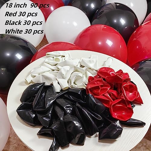 Image of 90 Pack 18 inch Red Black White Balloons 30 of each of the 3 colors Red White Black Latex Party big Balloon Bulk for Various Party Events Decorations