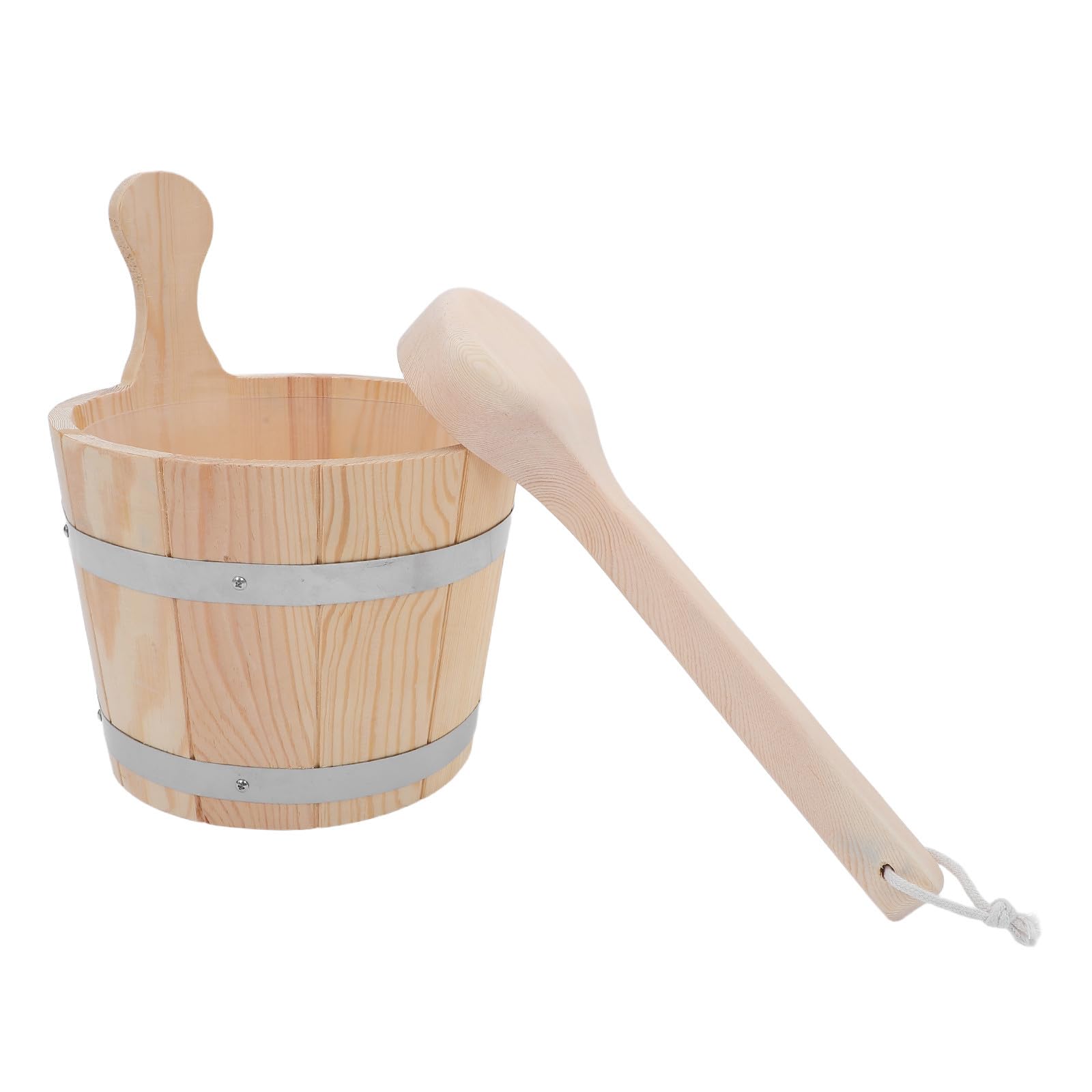 MAGICLULU Seau de Sauna en Bois 5l Style Tonneau, Prise Ergonomique
