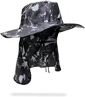 Chapéu Pescador com Protetor de Nuca, Camuflado Verde, Proteção Solar