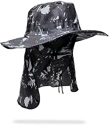 Chapéu Pescador com Protetor de Nuca, Camuflado Verde, Proteção Solar