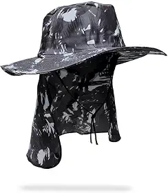 Chapéu Pescador com Protetor de Nuca, Camuflado Verde, Proteção Solar