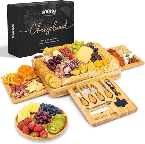 SMIRLY Charcuterie Boards Gift Set: Charcuterie Board Set, Bamboo Cheese Board Set - Unique Mothers Day Gifts for Mom - House Warming Gifts New Home, Wedding Gifts for Couple, Bridal Shower Gift