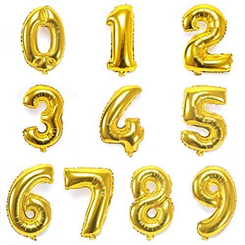 Gold Foil Number Balloons Self Inflating Air Birthday Age Party 0-9 D&eacute;cor EBay