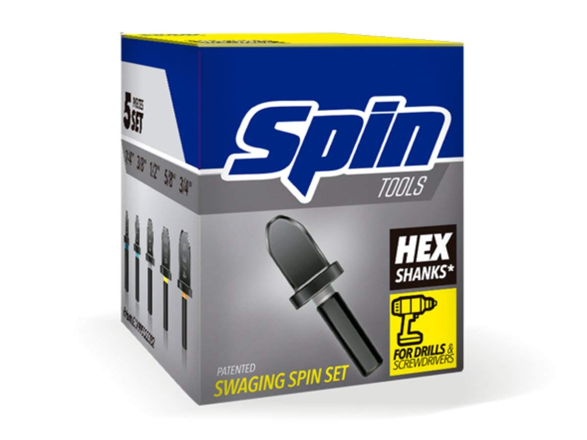 SPIN S5000 5-Piece Drill Bit Swaging Set, 1/4, 3/8, 1/2, 5/8, & 3/4