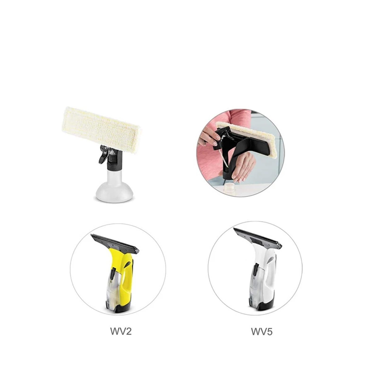 Aspiradora de ventanas, paño de fregona lavable, trapos de limpieza de vidrio, tira de goma, accesorios de repuesto, Compatible con Karcher, WV2 WV5(2pcs)
