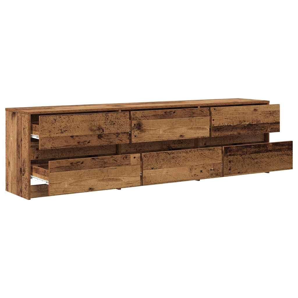 Rustykalna szafka pod telewizor brązowa, 180 x 34 x 50 cm, drewniana podstawka pod telewizor do salonu, centrum rozrywki z drzwiami przesuwnymi, konsola TV do sypialni, uniwersalna szafka na
