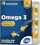 Omega 3 IFOS 5 Stelle Certificato, 90 capsule in Blister da 1000mg in forma Trigliceride, Senza Retrogusto. Olio di pesce ad Alto dosaggio, Ricco di EPA e DHA, Trigliceridi, Cuore, Cervello, WESALYS