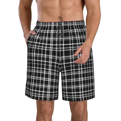 PHJAdq Pantalones cortos de playa elásticos para hombre, color blanco y negro, de secado rápido, Negro, XL