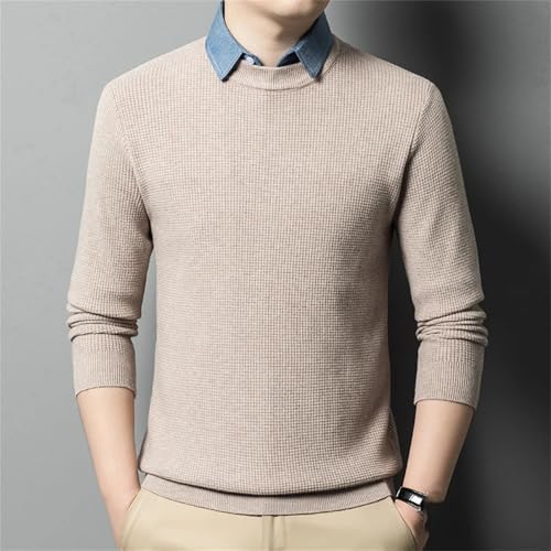 Mens Fake Two Collared Fashion Knit Pullove Sweater Casual Jumpers Slim Fit Clothing3