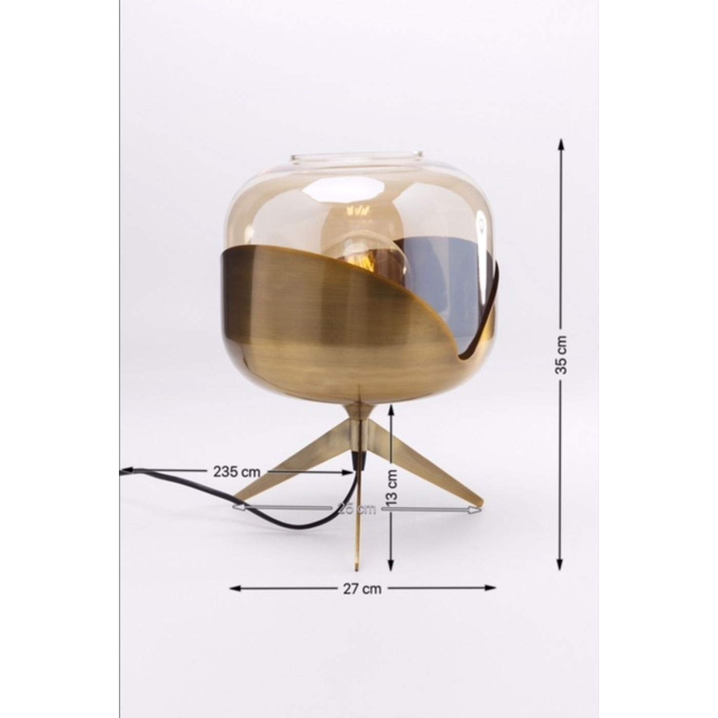 Kare Lámpara de mesa Golden Goblet Ball Gold, casquillo de acero, pantalla de cristal, lámpara decorativa, no incluye bombilla, 35 x