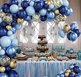 107pcs Navy Blue & Golden Balloon Garland Arch Kit, Latex Material, Suitable For All Ages (Navy Blue)